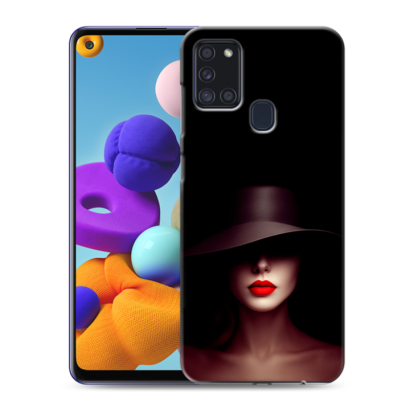 Пластиковый чехол на Samsung Galaxy A21s с принтом Девушка в шляпе Пластиковый чехол на Samsung Galaxy A21s с принтом Девушка в шляпе