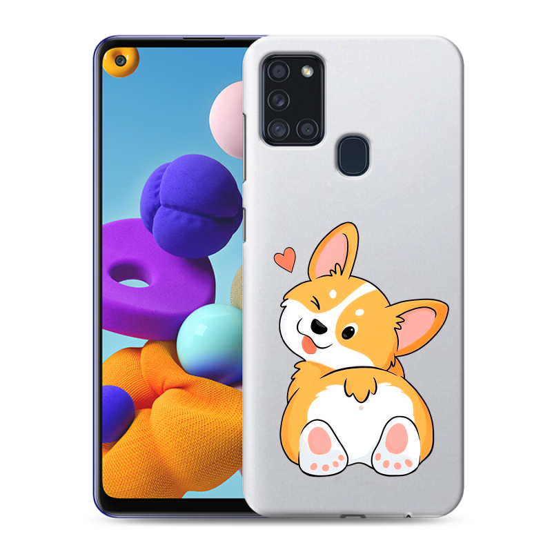 Силиконовый чехол на Samsung Galaxy A21s с принтом Корги Силиконовый чехол на Samsung Galaxy A21s с принтом Корги