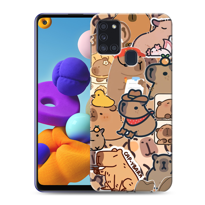 Силиконовый чехол на Samsung Galaxy A21s с принтом капибара Силиконовый чехол на Samsung Galaxy A21s с принтом капибара