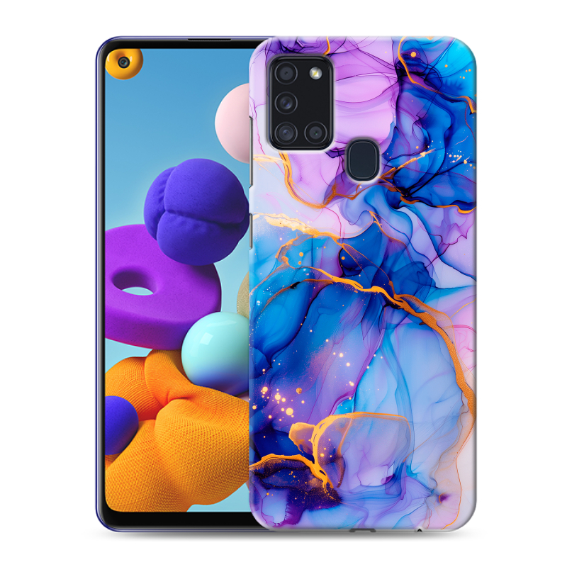 Силиконовый чехол на Samsung Galaxy A21s с принтом синий мрамор Силиконовый чехол на Samsung Galaxy A21s с принтом синий мрамор