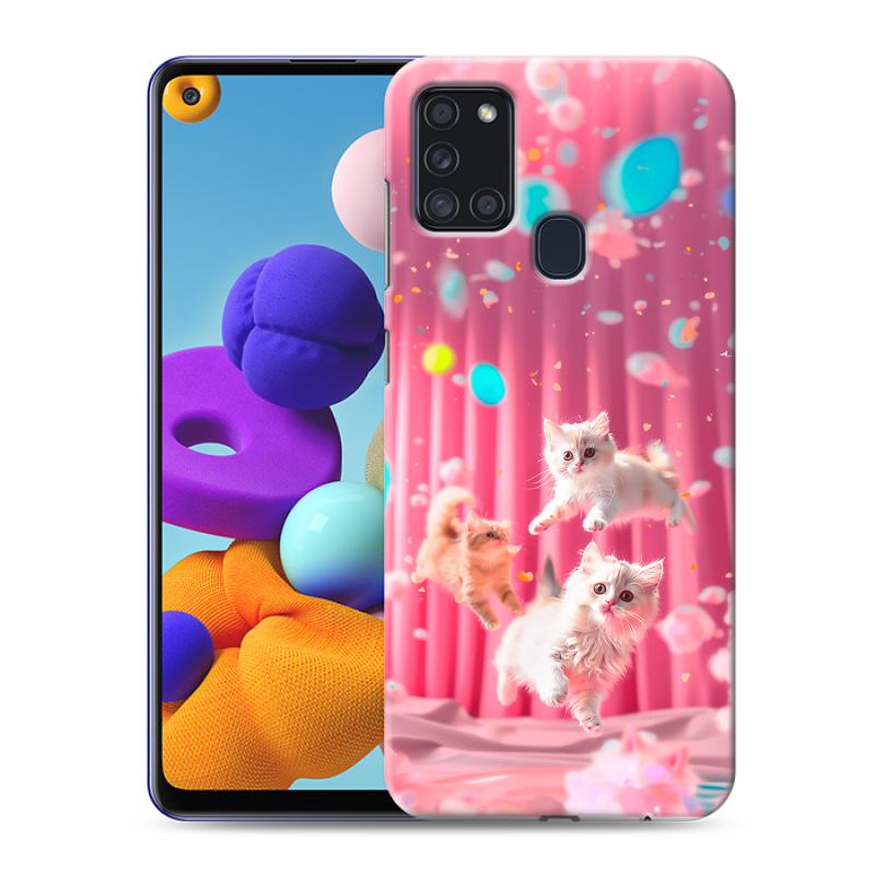 Пластиковый чехол на Samsung Galaxy A21s с принтом милые котики Пластиковый чехол на Samsung Galaxy A21s с принтом милые котики