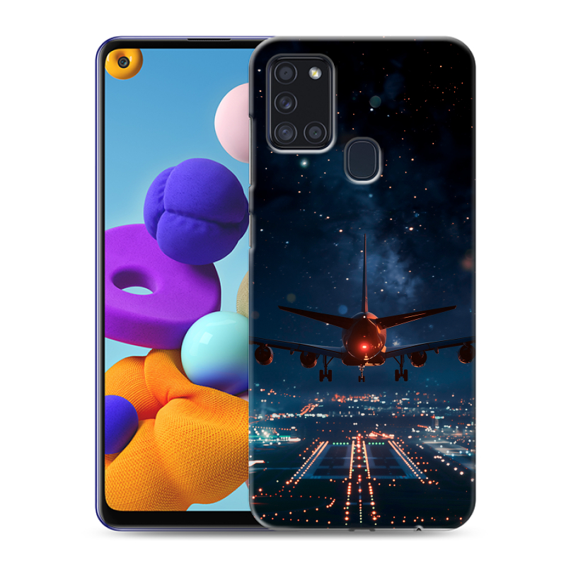 Силиконовый противоударный чехол на Samsung Galaxy A21s с принтом самолет Силиконовый противоударный чехол на Samsung Galaxy A21s с принтом самолет
