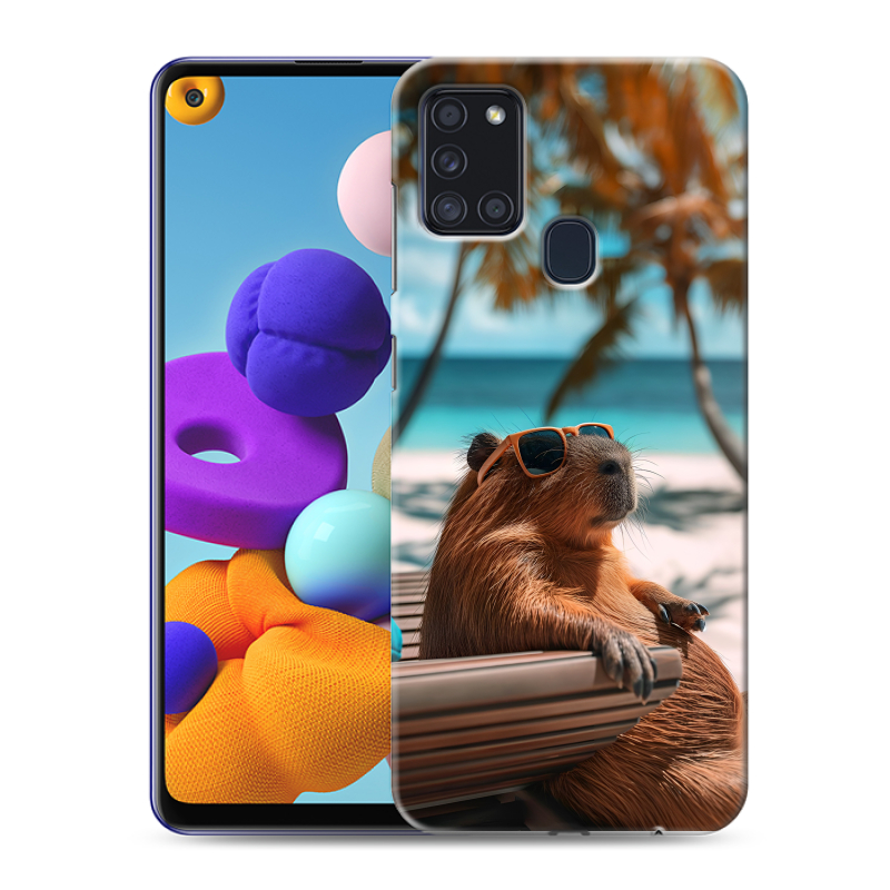 Силиконовый чехол на Samsung Galaxy A21s с принтом Капибара Силиконовый чехол на Samsung Galaxy A21s с принтом Капибара
