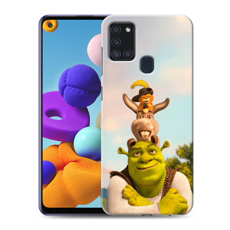 Силиконовый противоударный чехол на Samsung Galaxy A21s с принтом Шрек Shrek Силиконовый противоударный чехол на Samsung Galaxy A21s с принтом Шрек Shrek