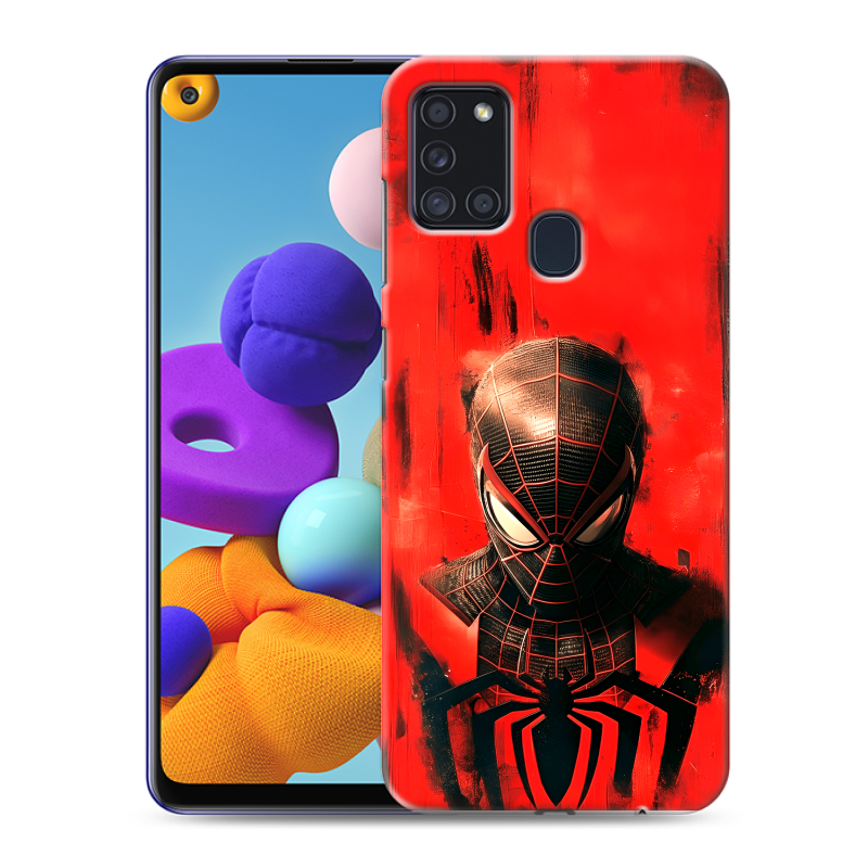 Пластиковый чехол на Samsung Galaxy A21s с принтом человек паук spiderman Пластиковый чехол на Samsung Galaxy A21s с принтом человек паук spiderman