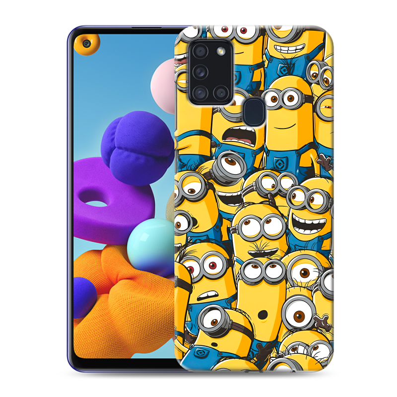Силиконовый противоударный чехол на Samsung Galaxy A21s с принтом Миньоны Силиконовый противоударный чехол на Samsung Galaxy A21s с принтом Миньоны