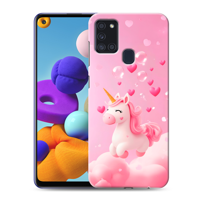 Силиконовый противоударный чехол на Samsung Galaxy A21s с принтом Единорог Силиконовый противоударный чехол на Samsung Galaxy A21s с принтом Единорог