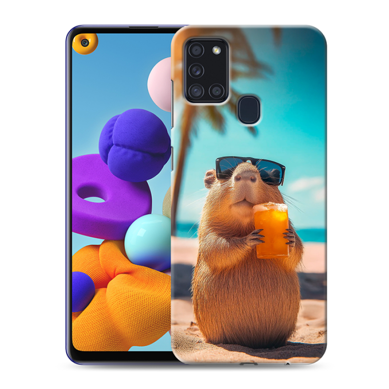 Пластиковый чехол на Samsung Galaxy A21s с принтом Капибара Пластиковый чехол на Samsung Galaxy A21s с принтом Капибара