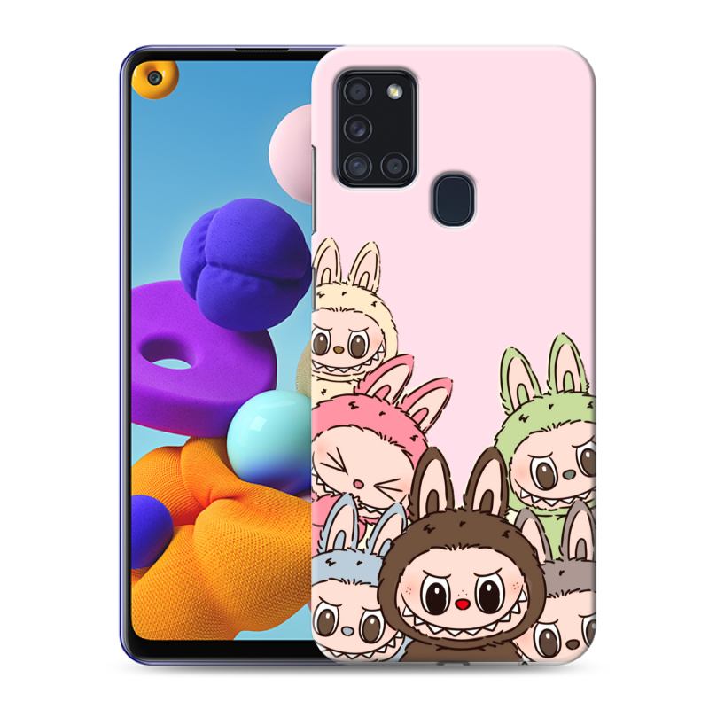 Силиконовый противоударный чехол на Samsung Galaxy A21s с принтом Лабубу Силиконовый противоударный чехол на Samsung Galaxy A21s с принтом Лабубу