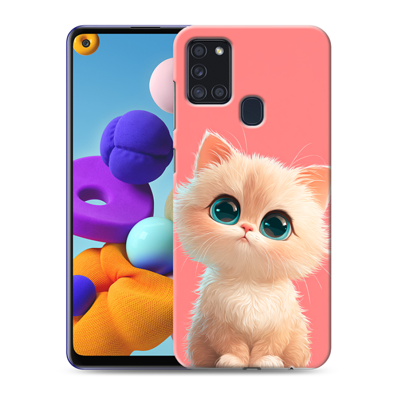 Пластиковый чехол на Samsung Galaxy A21s с принтом Розовый котенок Пластиковый чехол на Samsung Galaxy A21s с принтом Розовый котенок