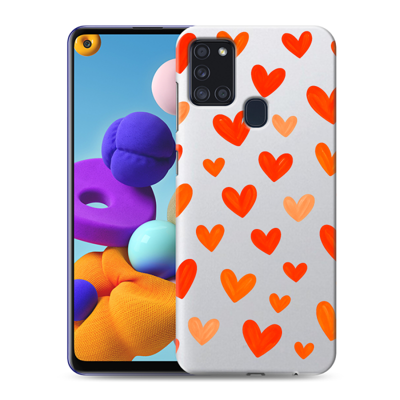 Пластиковый чехол на Samsung Galaxy A21s с принтом Сердечки Пластиковый чехол на Samsung Galaxy A21s с принтом Сердечки