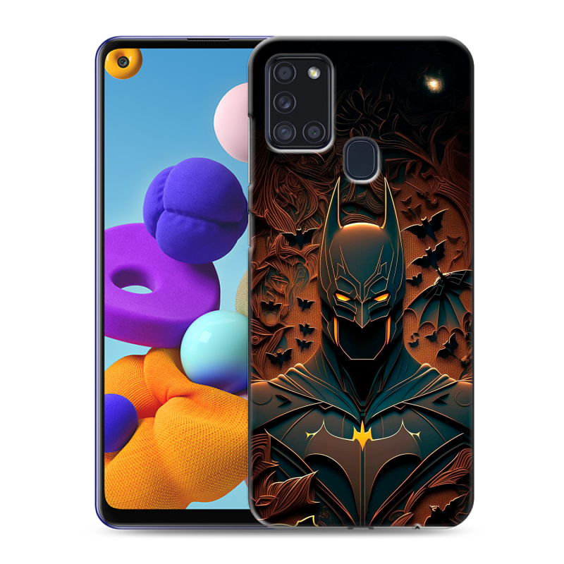 Силиконовый противоударный чехол на Samsung Galaxy A21s с принтом Batman Бэтмен Силиконовый противоударный чехол на Samsung Galaxy A21s с принтом Batman Бэтмен