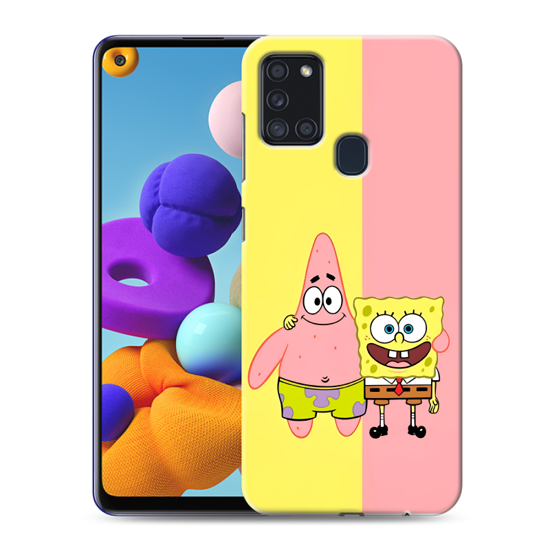 Силиконовый противоударный чехол на Samsung Galaxy A21s с принтом Спанч боб Спанчбоб Силиконовый противоударный чехол на Samsung Galaxy A21s с принтом Спанч боб Спанчбоб