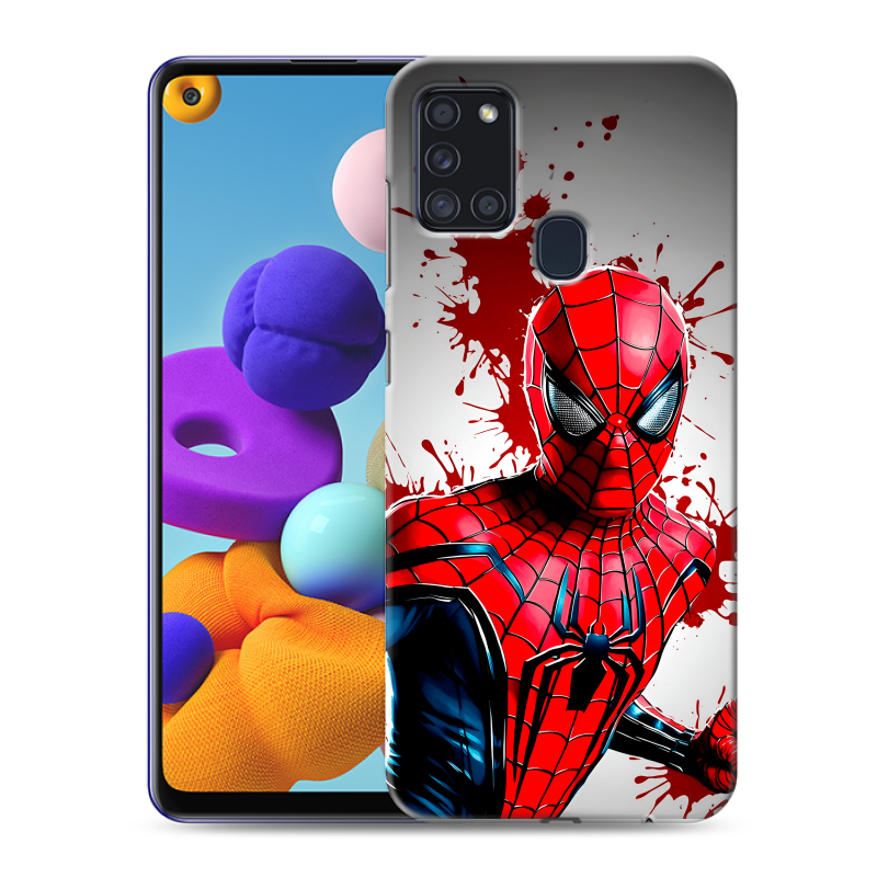 Силиконовый противоударный чехол на Samsung Galaxy A21s с принтом Spiderman Человек паук Силиконовый противоударный чехол на Samsung Galaxy A21s с принтом Spiderman Человек паук