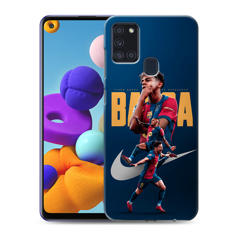 Силиконовый противоударный чехол на Samsung Galaxy A21s с принтом Барселона Barca Yamal Силиконовый противоударный чехол на Samsung Galaxy A21s с принтом Барселона Barca Yamal
