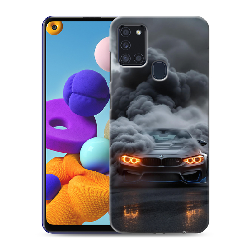 Силиконовый противоударный чехол на Samsung Galaxy A21s с принтом BMW БМВ Силиконовый противоударный чехол на Samsung Galaxy A21s с принтом BMW БМВ