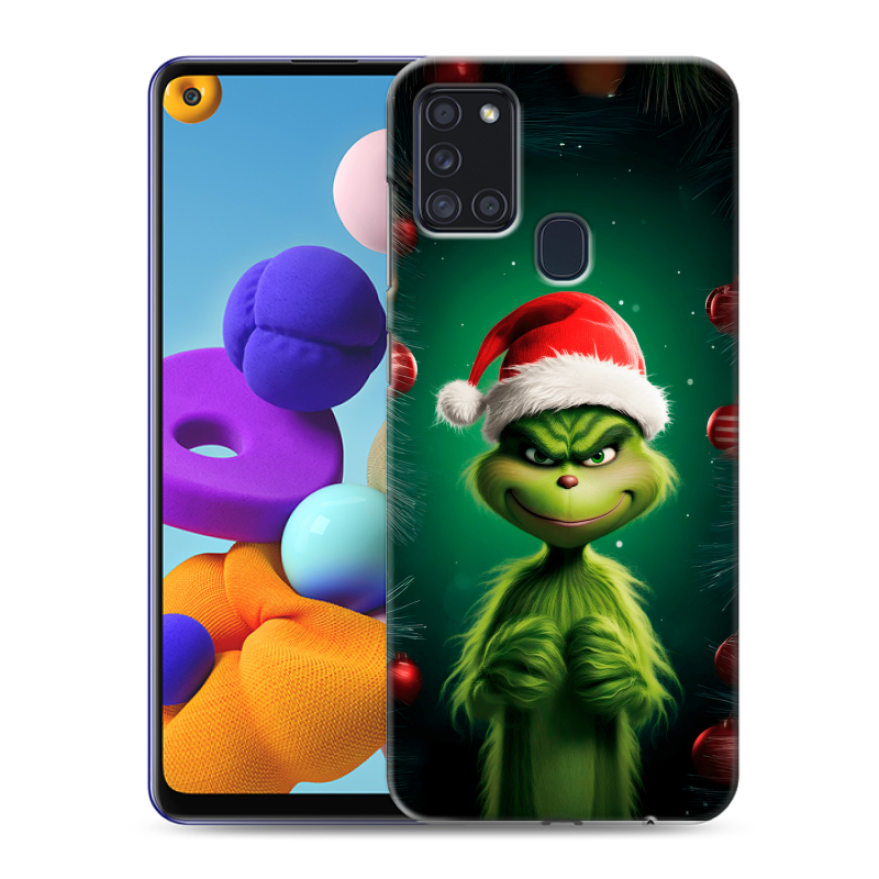 Пластиковый чехол на Samsung Galaxy A21s с принтом Гринч Новый год Рождество Пластиковый чехол на Samsung Galaxy A21s с принтом Гринч Новый год Рождество
