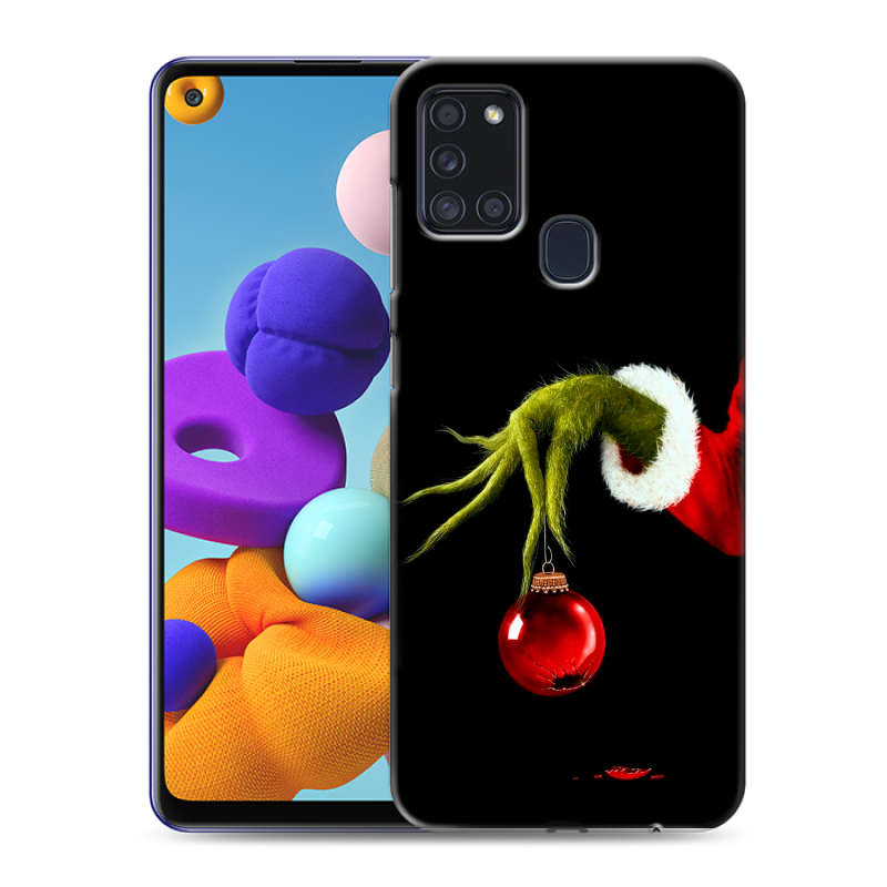 Пластиковый чехол на Samsung Galaxy A21s с принтом Новый год Гринч Пластиковый чехол на Samsung Galaxy A21s с принтом Новый год Гринч