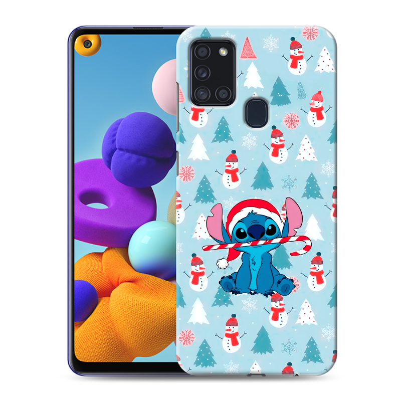 Силиконовый противоударный чехол на Samsung Galaxy A21s с принтом Стич Новый год Силиконовый противоударный чехол на Samsung Galaxy A21s с принтом Стич Новый год
