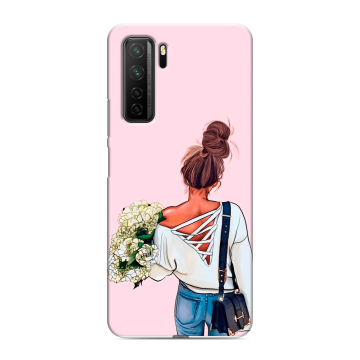 Силиконовый чехол на Huawei Honor 30S с принтом Девушка и букет Силиконовый чехол на Huawei Honor 30S с принтом Девушка и букет
