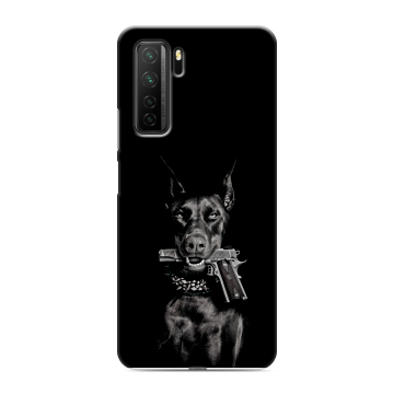 Силиконовый чехол на Huawei Honor 30S с принтом Доберман и пистолет Силиконовый чехол на Huawei Honor 30S с принтом Доберман и пистолет
