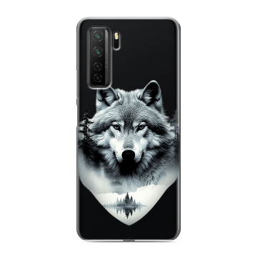 Силиконовый чехол на Huawei Honor 30S с принтом Волк в лесу