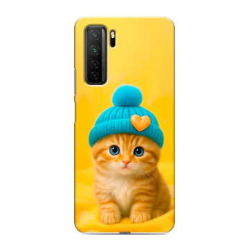 Силиконовый чехол на Huawei Honor 30S с принтом Котенок в шапке