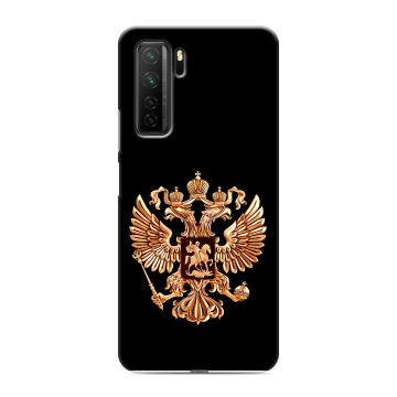 Силиконовый чехол на Huawei Honor 30S с принтом Герб России золотой