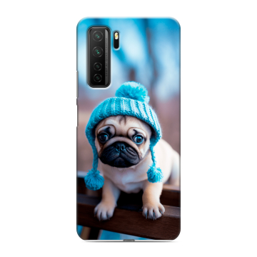 Силиконовый чехол на Huawei Honor 30S с принтом Мопс в шапке