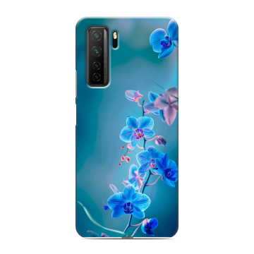 Силиконовый чехол на Huawei Honor 30S с принтом Голубые цветы Силиконовый чехол на Huawei Honor 30S с принтом Голубые цветы