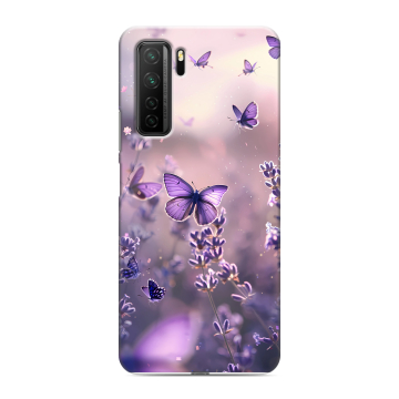 Силиконовый чехол на Huawei Honor 30S с принтом бабочки и лаванда Силиконовый чехол на Huawei Honor 30S с принтом бабочки и лаванда