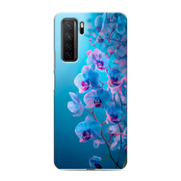 Силиконовый чехол на Huawei Honor 30S с принтом голубые орхидеи Силиконовый чехол на Huawei Honor 30S с принтом голубые орхидеи