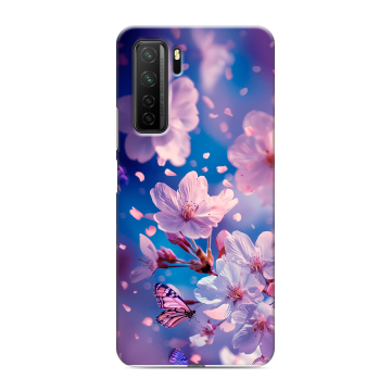 Силиконовый чехол на Huawei Honor 30S с принтом цветы бабочки Силиконовый чехол на Huawei Honor 30S с принтом цветы бабочки
