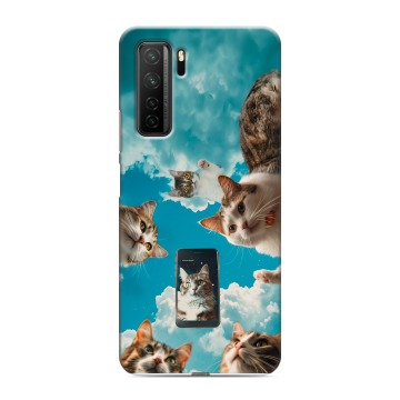 Силиконовый чехол на Huawei Honor 30S с принтом котики Силиконовый чехол на Huawei Honor 30S с принтом котики