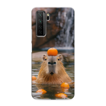 Силиконовый чехол на Huawei Honor 30S с принтом Капибара с апельсином