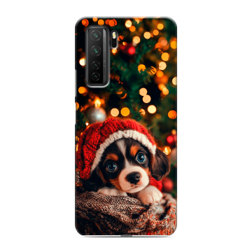 Силиконовый чехол на Huawei Honor 30S с принтом Новый год елка щенок