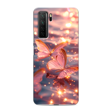 Силиконовый чехол на Huawei Honor 30S с принтом бабочки розовые