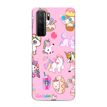 Силиконовый чехол на Huawei Honor 30S с принтом розовые единороги