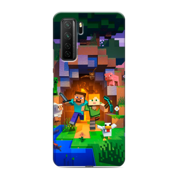 Силиконовый чехол на Huawei Honor 30S с принтом Майнкрафт Minecraft