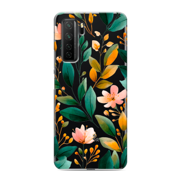 Силиконовый чехол на Huawei Honor 30S с принтом Цветы паттерн Силиконовый чехол на Huawei Honor 30S с принтом Цветы паттерн