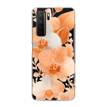 Силиконовый чехол на Huawei Honor 30S с принтом Бежевые цветы Силиконовый чехол на Huawei Honor 30S с принтом Бежевые цветы