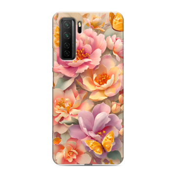 Силиконовый чехол на Huawei Honor 30S с принтом Цветы и бабочки Силиконовый чехол на Huawei Honor 30S с принтом Цветы и бабочки