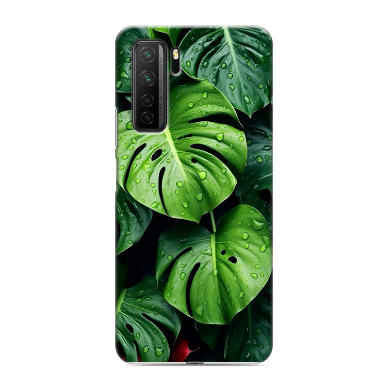 Силиконовый противоударный чехол на Huawei Honor 30S с принтом Листья Силиконовый противоударный чехол на Huawei Honor 30S с принтом Листья