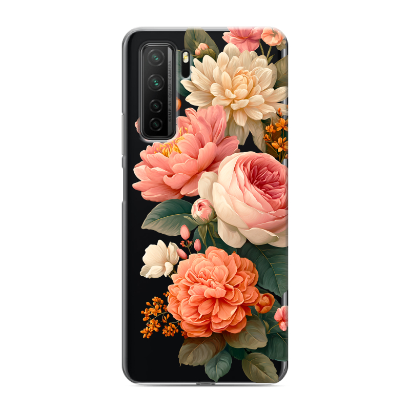 Силиконовый противоударный чехол на Huawei Honor 30S с принтом цветы Силиконовый противоударный чехол на Huawei Honor 30S с принтом цветы