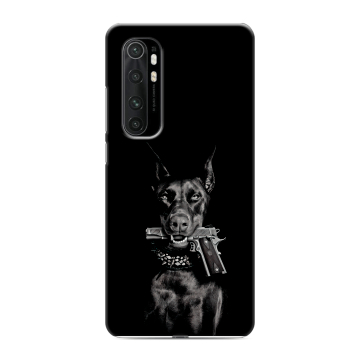 Силиконовый чехол на Xiaomi Mi Note 10 Lite с принтом Доберман и пистолет
