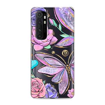 Силиконовый чехол на Xiaomi Mi Note 10 Lite с принтом Бабочки и цветы Силиконовый чехол на Xiaomi Mi Note 10 Lite с принтом Бабочки и цветы