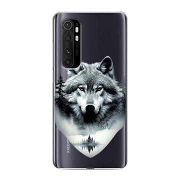 Силиконовый чехол на Xiaomi Mi Note 10 Lite с принтом Волк в лесу Силиконовый чехол на Xiaomi Mi Note 10 Lite с принтом Волк в лесу