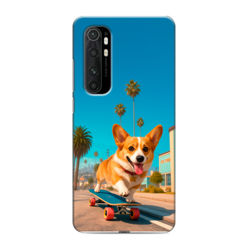 Силиконовый чехол на Xiaomi Mi Note 10 Lite с принтом Корги на скейте