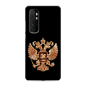 Силиконовый чехол на Xiaomi Mi Note 10 Lite с принтом Герб России золотой