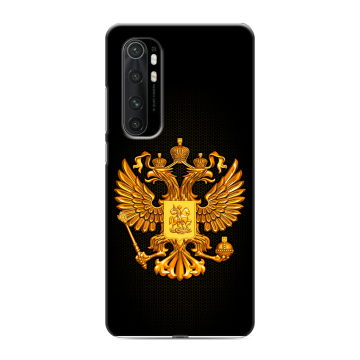 Силиконовый чехол на Xiaomi Mi Note 10 Lite с принтом Герб России желтый